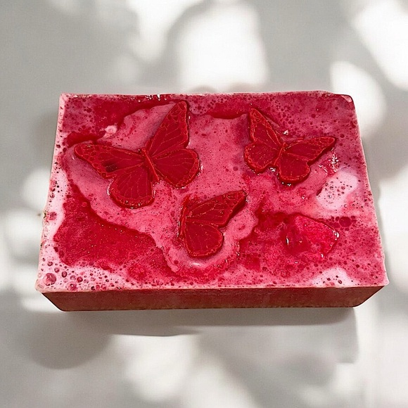 Cherry blossom SOAP Handmade 3x2in 6oz 3D butterfly’s shea butter & SHIMMER - Picture 1 of 3